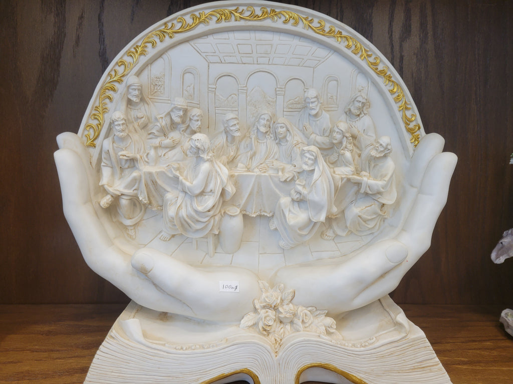 Last supper Between Hands on Book Statue white coler