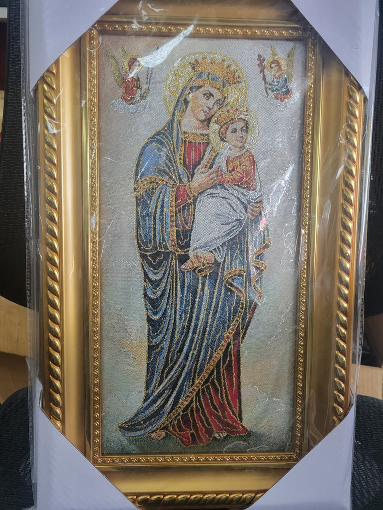 Virgin Mary carry Jesus Picture with wood frame (45x26)cm