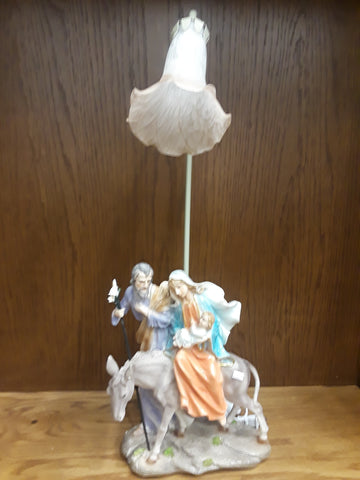 Holy Family Escaping to Egypt Statue with one Lamp