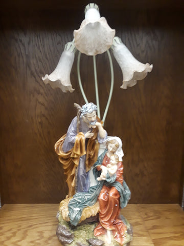 St. Mary, Jesus and Joseph Statue with three Lamp