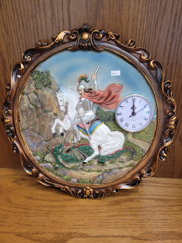 Clock with St. George Porcelain Picture 40x40cm