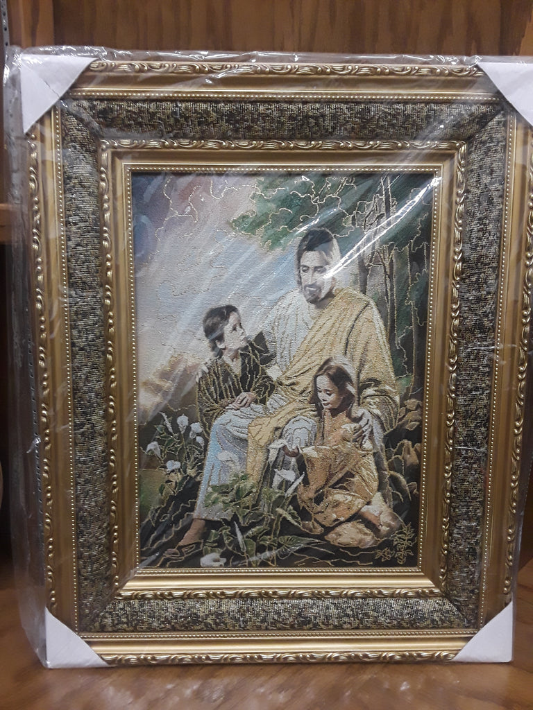 Jesus with Children Picture (53x43)cm Double Frame