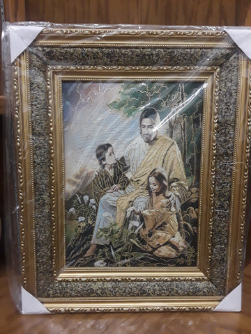 Jesus with Children Picture (53x43)cm Double Frame