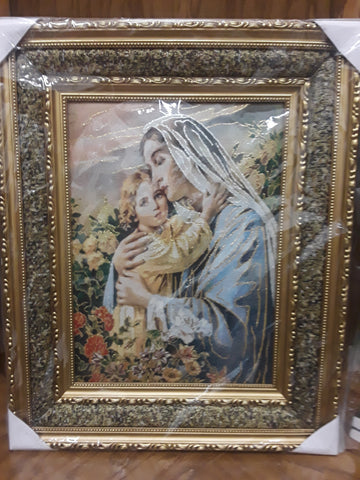 St. Mary with Jesus Picture (53x43)cm Double Frame