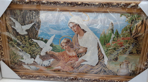 Virgin Mary with Jesus and The Dove( 20”x40”) Golden