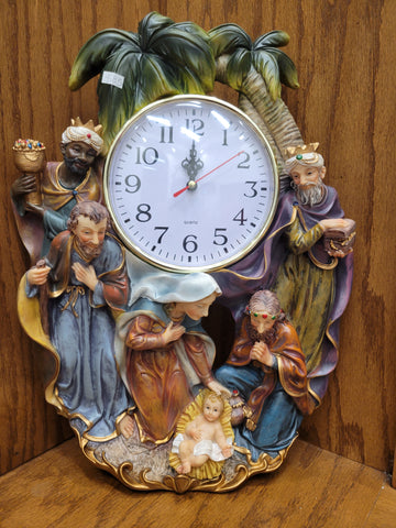 Clock with The Nativity Statue