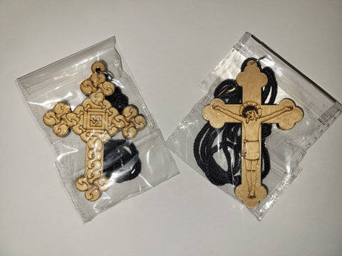 Wood Cross with Cotton Chain