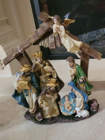Nativity Statue with Angel on top